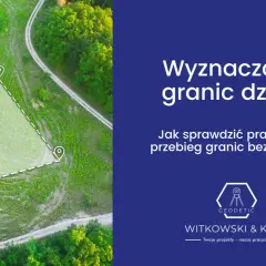 Wizualizacja wytyczenia granic działki z zaznaczonym domem i punktami pomiarowymi. Usługa geodezyjna.