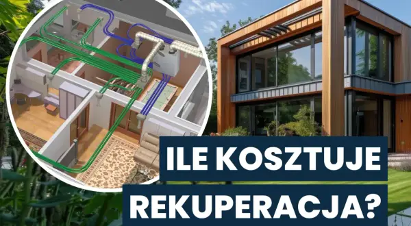 Schemat wentylacji mechanicznej z odzyskiem ciepła (rekuperacja co to) w nowoczesnym domu.