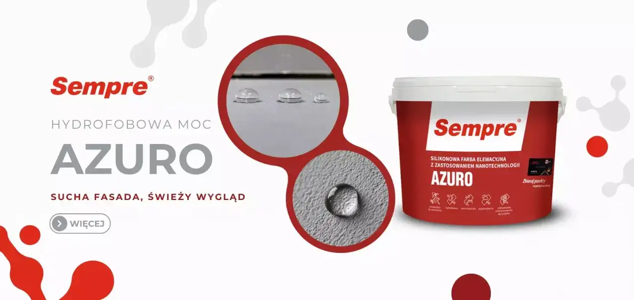 Farba elewacyjna Sempre Azuro z nanotechnologią. Hydrofobowa moc dla suchej fasady. Idealna dla firm farb.