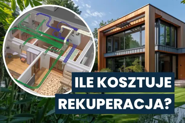 Schemat wentylacji mechanicznej z odzyskiem ciepła (rekuperacja co to) w nowoczesnym domu.